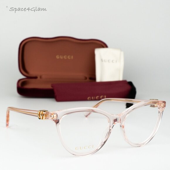 Gucci Women Eyeglasses Transparent Pink Demo Cat Eye GG1179O 007 BRAND NEW - Picture 1 of 9